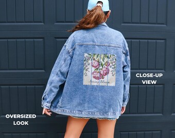 Floral Denim Jacket: Trendy Spring Bloom Jean Jacket