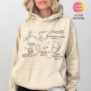 Womens Christian Hoodie: Jesus Collage Bible Verse Design Faith Scripture Sweatshirt