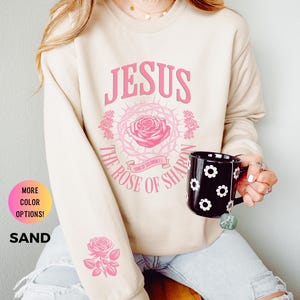 Christian Sweatshirt Bible Verse Shirts Jesus Clothing Christian Flower Apparel Floral Aesthetic Sleeve Sweat Shirt Womens Faith Based Gifts