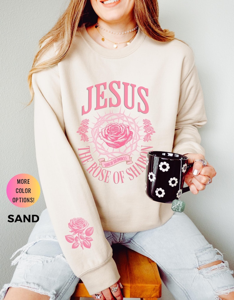 Christian Sweatshirt Bible Verse Shirts Jesus Clothing Christian Flower Apparel Floral Aesthetic Sleeve Sweat Shirt Womens Faith Based Gifts