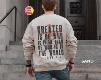 Sudadera cristiana para hombre - 1 Juan 4:4 - Versículo bíblico de fe