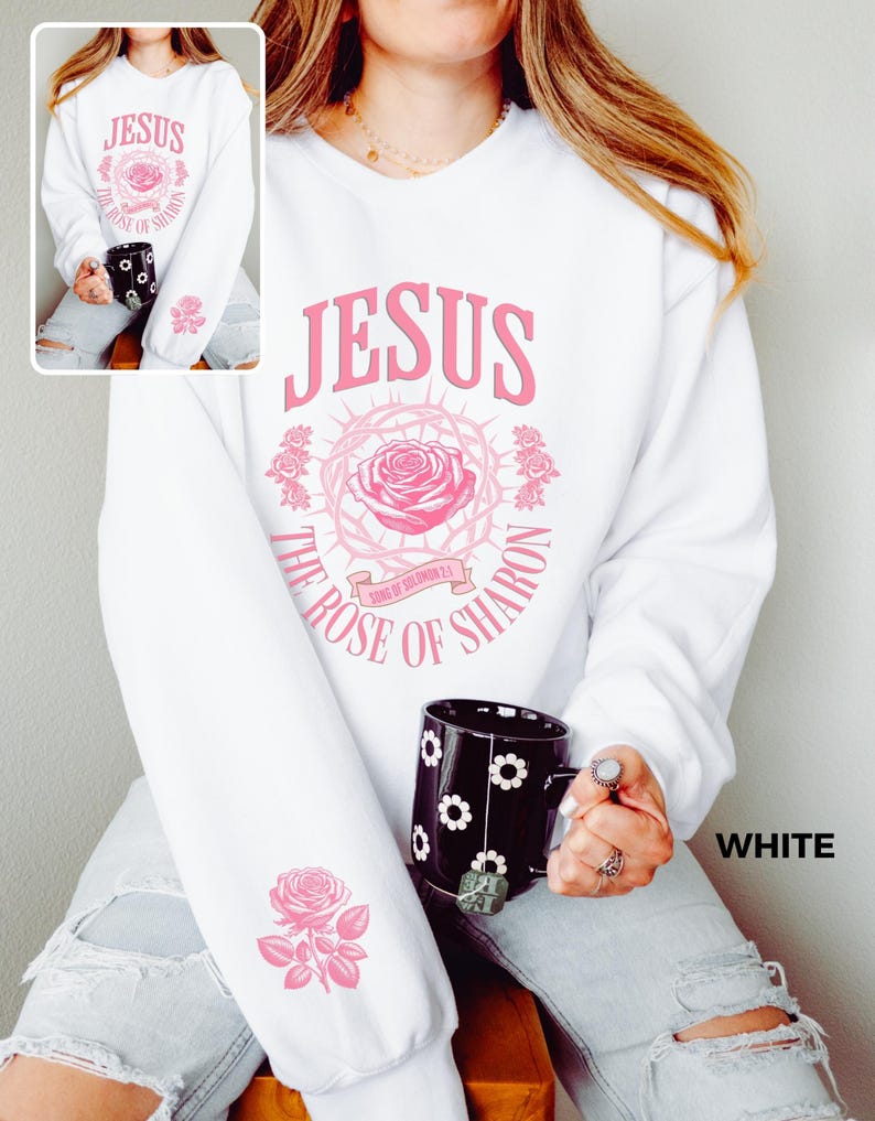 Christian Sweatshirt Bible Verse Shirts Jesus Clothing Christian Flower Apparel Floral Aesthetic Sleeve Sweat Shirt Womens Faith Based Gifts