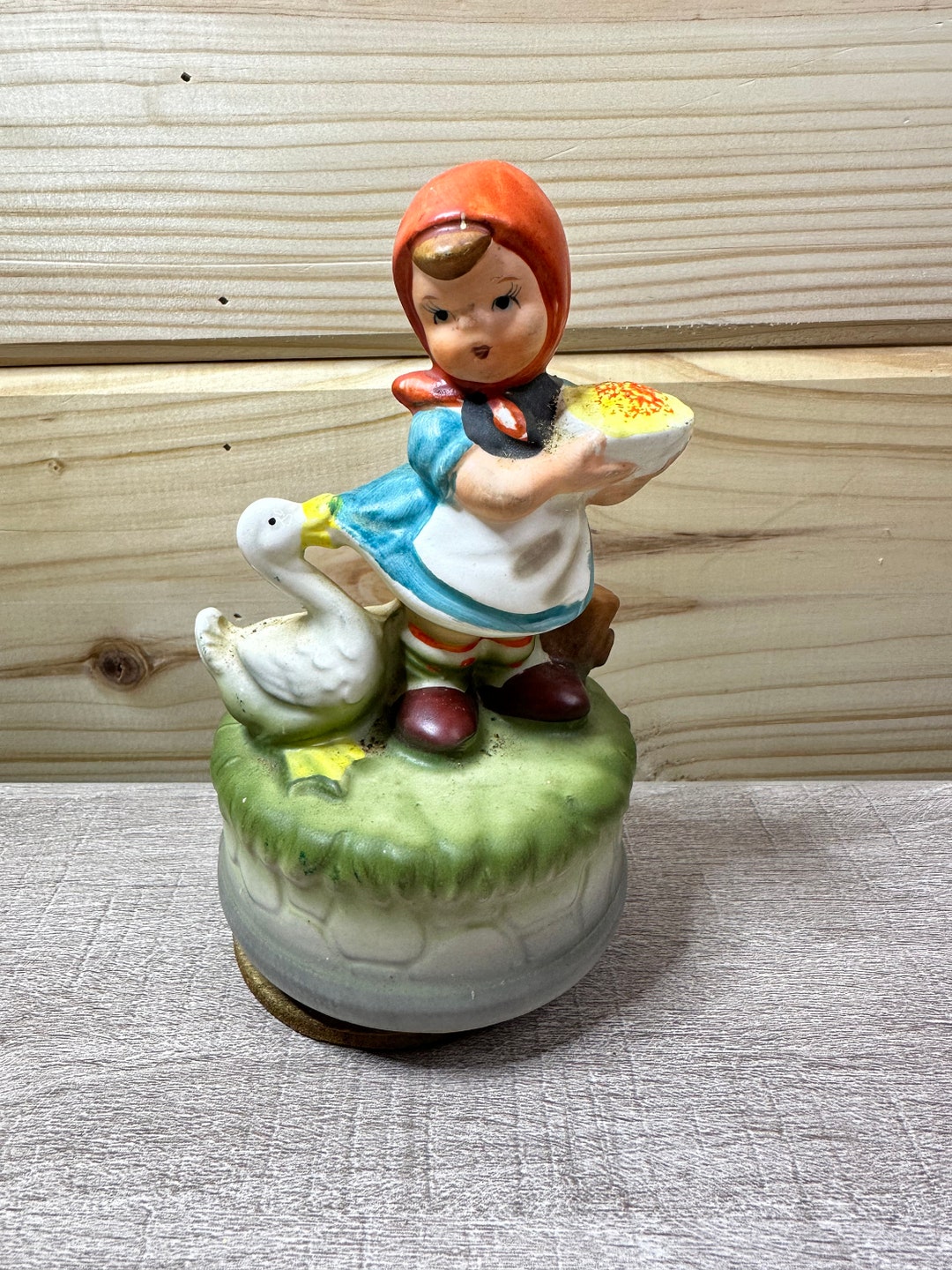 Vintage Hummel Music Box Girl With Pie and Duck Made in Japan - Etsy