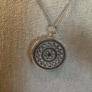 Rare Antique Victorian Silver Chatelaine Thread Holder/Pendant 18” 925 Box Chain