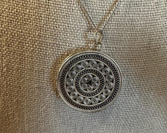Rare Antique Victorian Silver Chatelaine Thread Holder/Pendant 18” 925 Box Chain