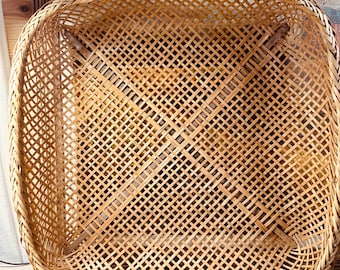 Vintage Square Bamboo Basket Wall hanging Sieve