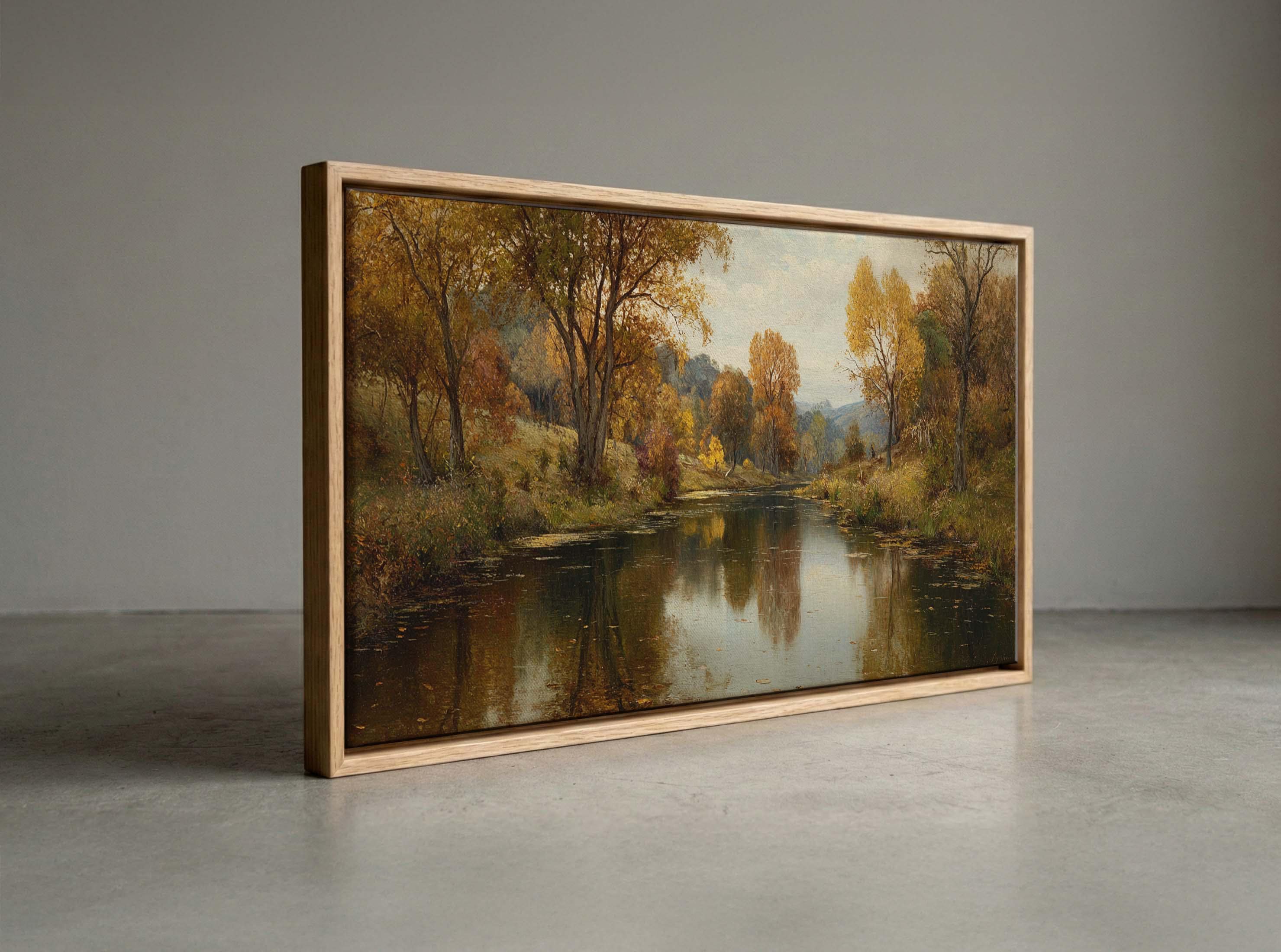 Autumn River Oil Painting Canvas, Rustic Fall Landscape, Farmhouse ...