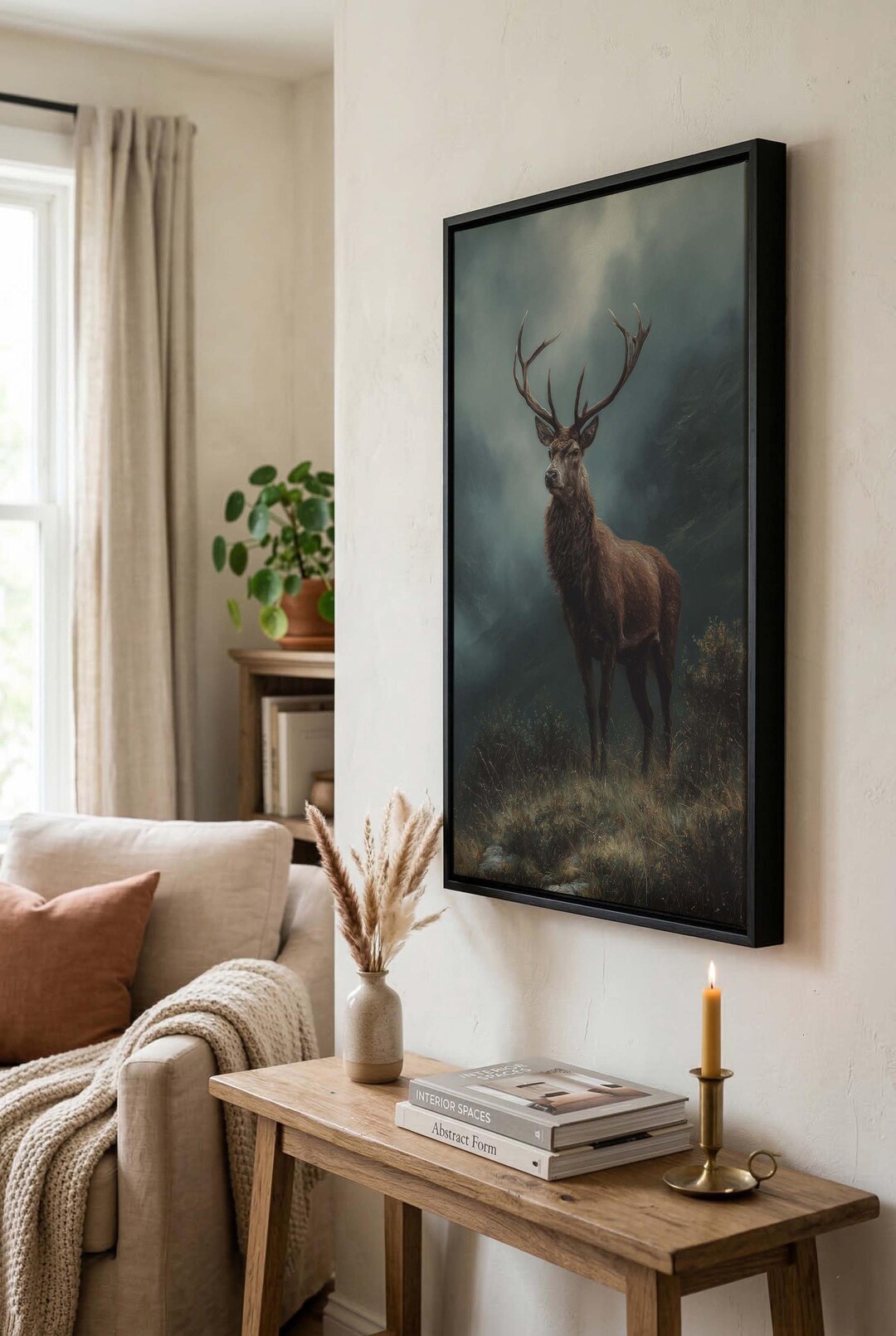 Majestic Stag Misty Forest Canvas Print Moody Landscape Wall Art - Etsy