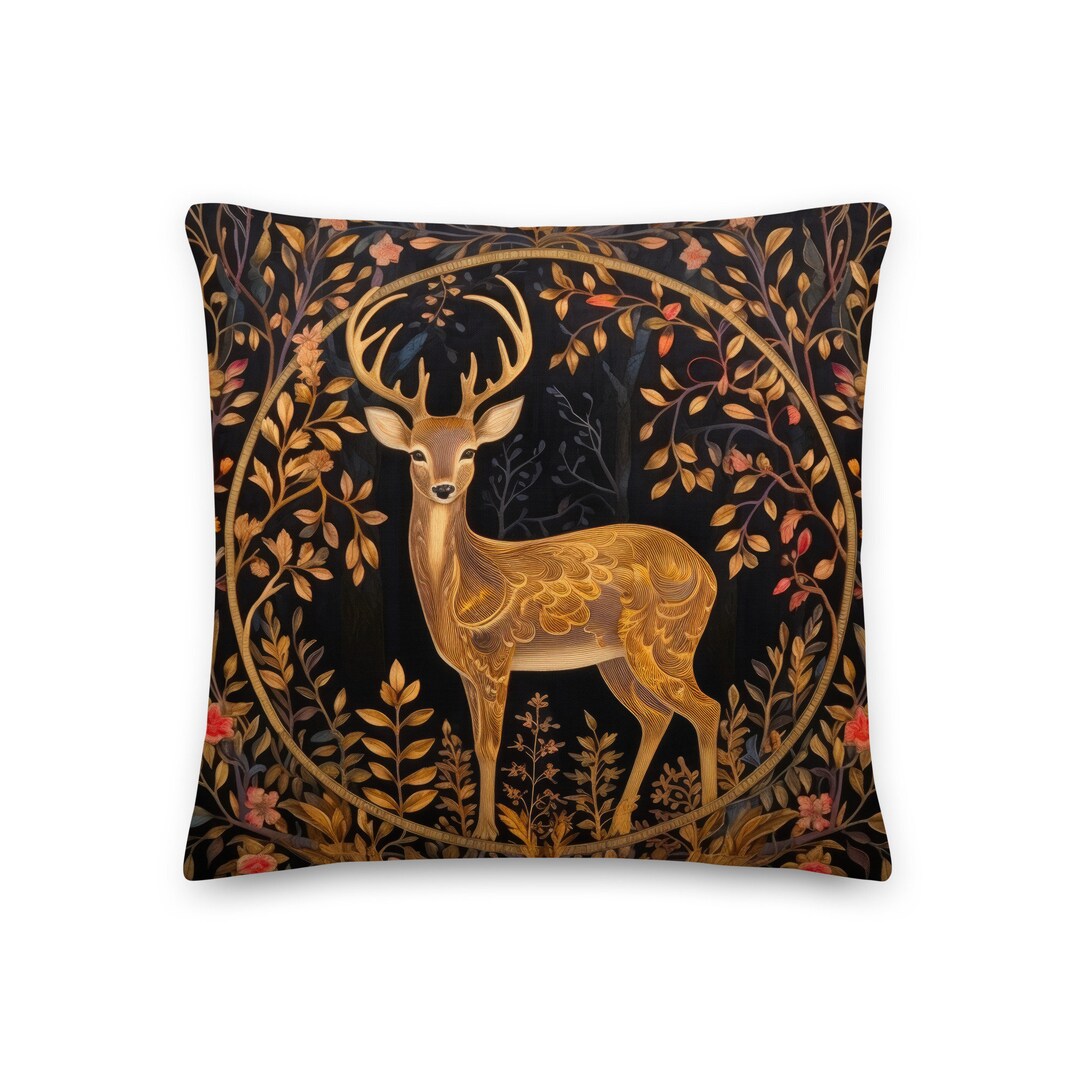 William Morris Deer Pillow, Doe Cushion Etsy