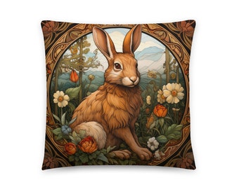 Rabbit Pillow, William Morris, Bunny Cushion, Rabbit Cushion