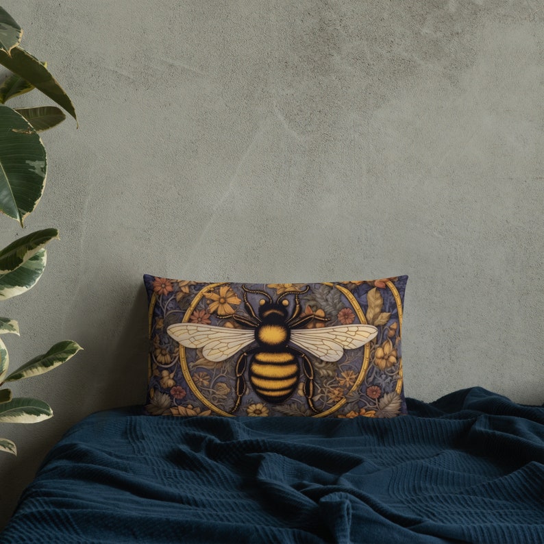 William Morris Bee Pillow, Honeybee Cushion image 5