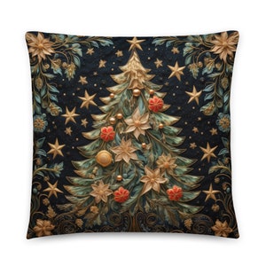 William Morris Christmas Tree Pillow, Christmas Tree Cushion, Christmas Pillow, Xmas Cushion, Festive Throw Pillow