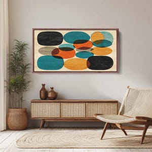 Mid Century Modern Abstract Ovals Canvas Print - Retro Geometric Transparent Shapes Wall Decor