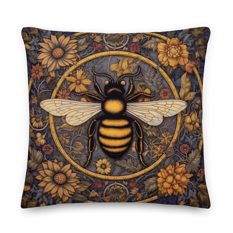 William Morris Bee Pillow, Honeybee Cushion image 1