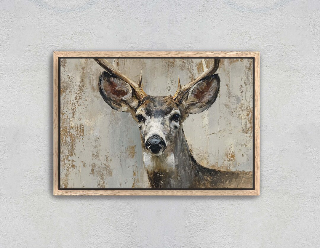 Rustic Deer Portrait Wall Art, Wildlife Animal Head Canvas Print ...