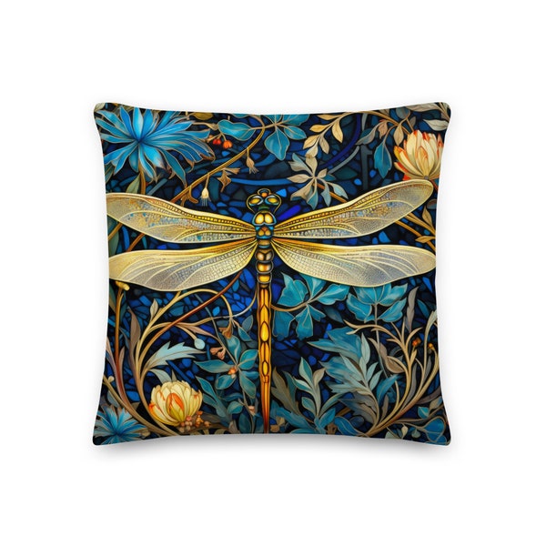 William Morris Dragonfly Pillow, Dragonfly Cushion