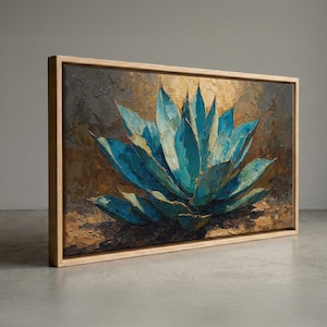 Palette Knife Agave, Rustic Textured Art, Abstract Plant Decor