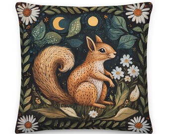 Squirrel Pillow, Squirrel Cushion, William Morris