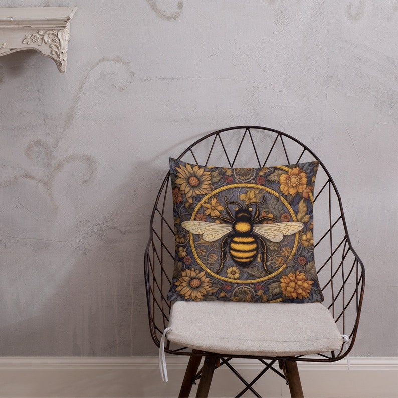William Morris Bee Pillow, Honeybee Cushion image 4
