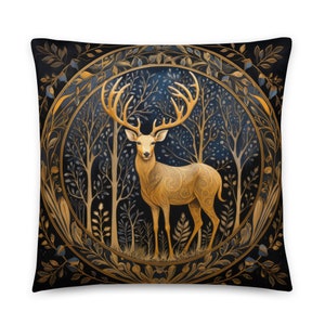 Deer Pillow, William Morris, Elk Cushion, Reindeer Pillow, Throw Pillow