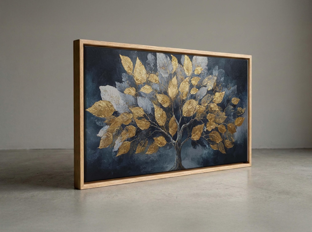 Gold and Silver Tree Canvas Print, Abstract Textured Look Wall Art ...