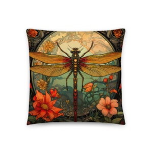 Dragonfly Pillow, William Morris, Red Dragonfly, Dragonfly Cushion, Throw Pillow