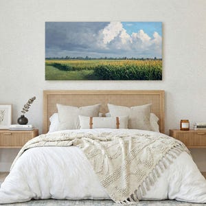 Stormy Cornfield Landscape Canvas Print Dramatic Farm Wall Art