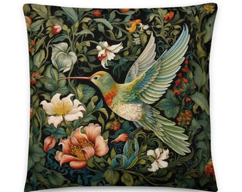 Hummingbird Pillow, William Morris, Hummingbird Cushion, Throw Pillow, Bird Pillow