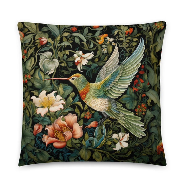 Hummingbird Pillow, William Morris, Hummingbird Cushion, Throw Pillow, Bird Pillow