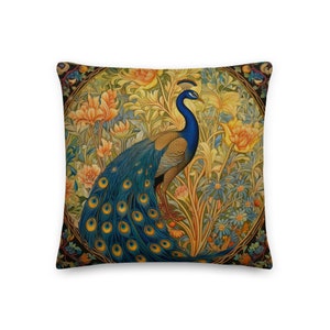 William Morris Peacock Pillow, Peacock Cushion
