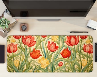 Tulip Mousepad, Desk Mat, Stylish Desk Mat, Bright Mouse Pad, Flower Desk