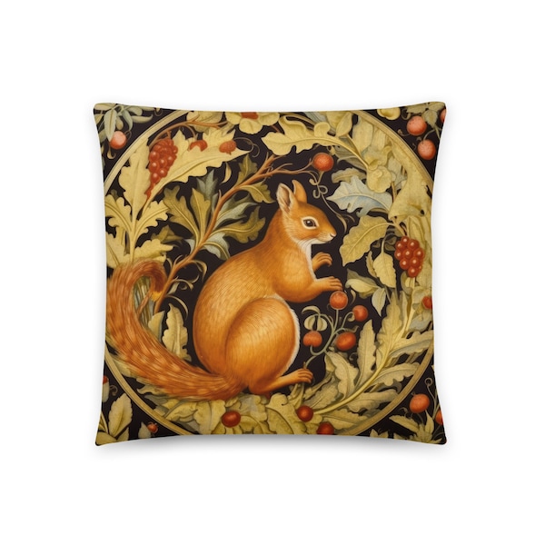William Morris Squirrel Pillow, Squirrel Cushion