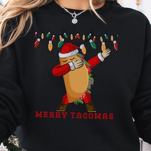 Merry Tacomas, Christmas Sweatshirt, Funny Taco Xmas Sweater, Taco Lovers Shirt, Xmas Food Tee, Mexican Food Xmas TShirt, Taco Nights Shirt.