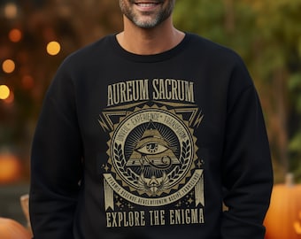 Bluza Golden Sacred Enigma: strój tajnego stowarzyszenia w stylu vintage z piramidą