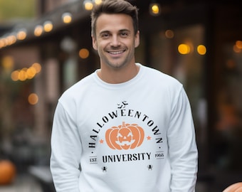 Halloweentown University, bluza unisex, sweter na prezent na Halloween, urocze ubranie na Halloween, strój w klimacie Halloween, kostiumy na imprezę Halloween.