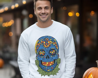 Dia De Los Muertos Skull,Halloween Idealny Prezent,Meksykańska Bluza Świąteczna,Bluza Dzień Zmarłych,Bluza Czaszka Halloween,Meksykański Prezent