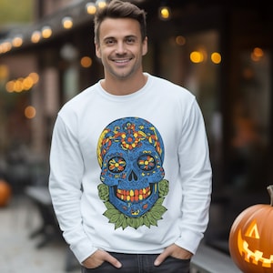 Dia De Los Muertos Skull,Halloween Perfect Gift,Mexican Holiday Sweatshirt,Day OfThe Dead Sweatshirt,Halloween Skull Sweatshirt,Mexican Gift