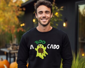 Zabawna bluza z nadrukiem „Boo Cado” na Halloween – unisex z motywem ducha awokado