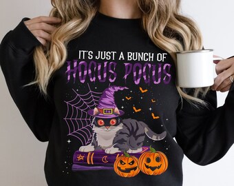 Bluza z kapturem „To tylko kilka Hocus Pocus”, idealny prezent na Halloween, bluza dla miłośników kotów, upiorny sezon, bluza z kapturem „Hocus Pocus”, klimat Halloween