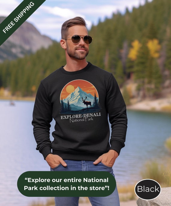 Denali National Park Sweatshirt: Retro Alaska Wilderness Hoodie