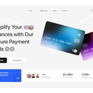 Plantilla de sitio web de la sección Hero de la plataforma financiera Transferencia de pagos Tarjeta de crédito