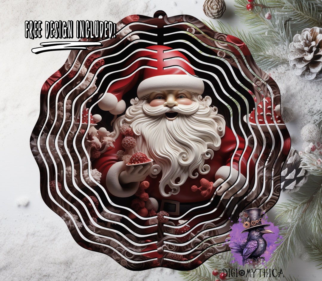 3D Christmas Wind Spinner Png, 10 in Santa Windspinner Design, Holiday ...