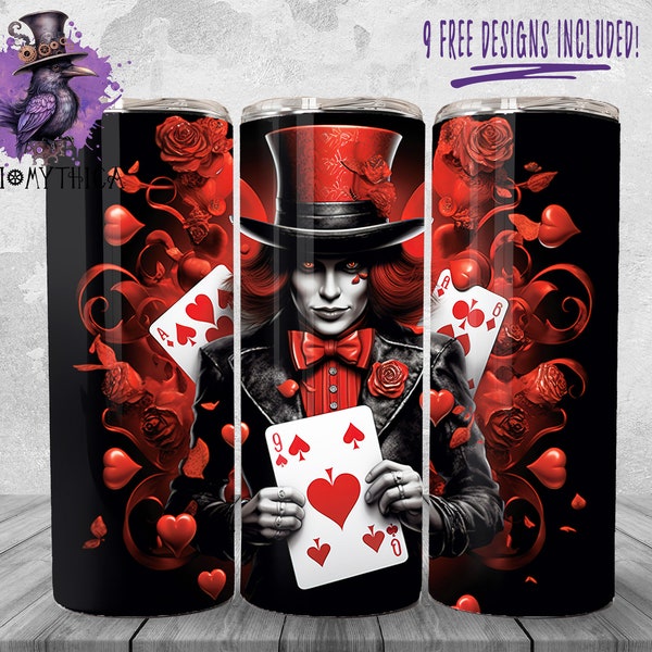 Mad Hatter Tumbler Wrap Png, 20 oz Alice In Wonderland Tumbler Background Design, Fairytale Sublimation Graphics, Cards Instant Download