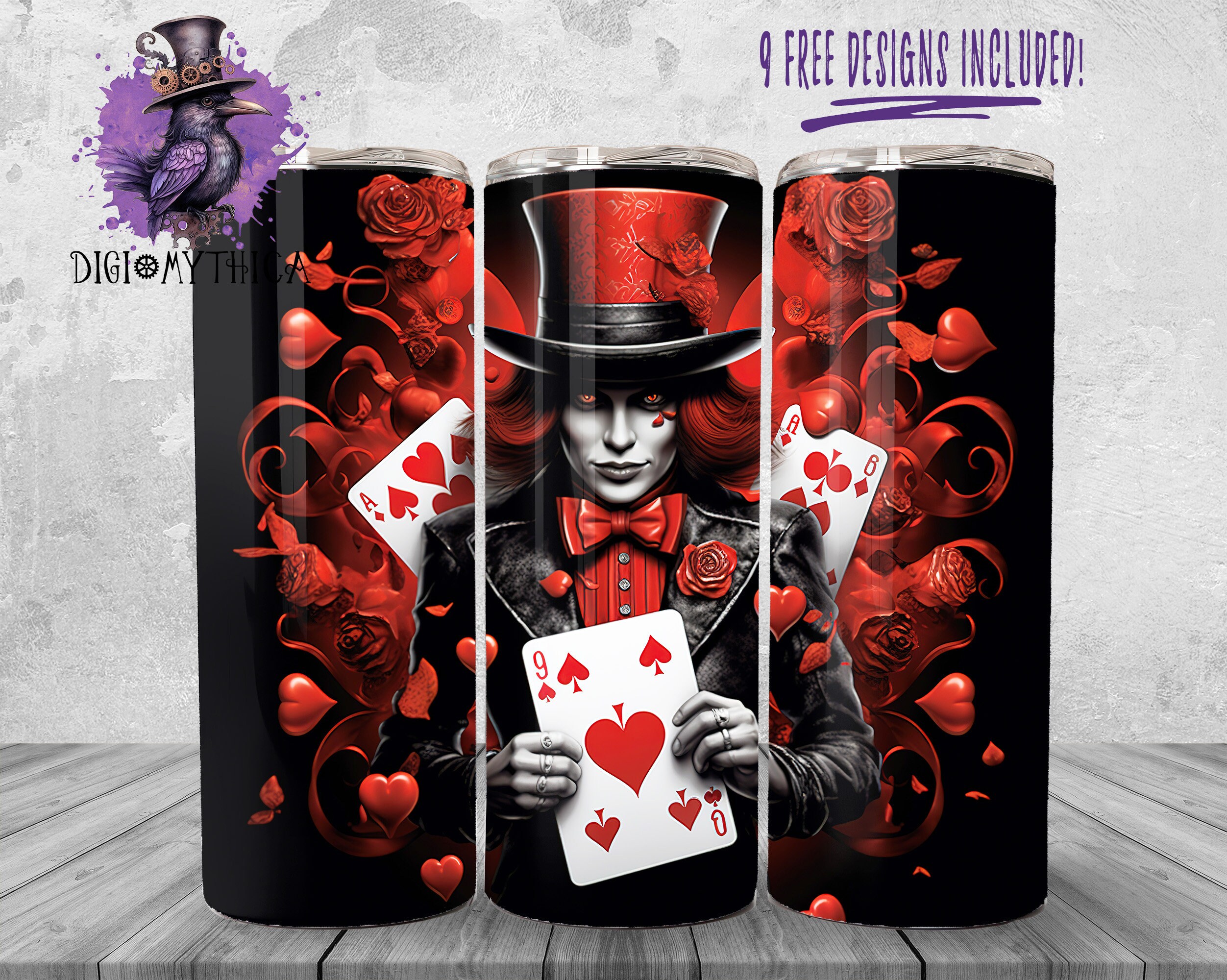 Mad Hatter Tumbler Wrap Png, 20 oz Alice In Wonderland Tumbler Background Design, Fairytale Sublimation Graphics, Cards Instant Download