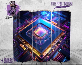Computer Tumbler Wrap Png, 20 oz PC Gaming Tumbler Background Design, Geeky Gift Sublimation Graphics, Computer Science Instant Download