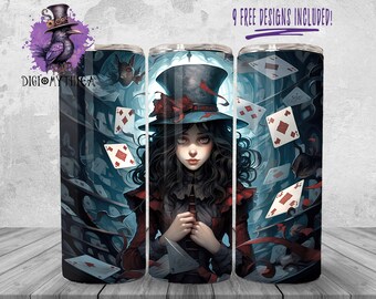 Alicja w Krainie Czarów Tumbler Wrap Png, 20 oz Biały Królik Tumbler Tło Projektu, Bajkowa Grafika Sublimacyjna, Surrealistyczne Natychmiastowe Pobieranie