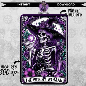 Archivo PNG de cartas de tarot de mujer bruja, descarga de sublimación PNG de tarotcards, diseño divertido de Oracle para camisas de tendencia, bolsas de mano, pegatinas y más.