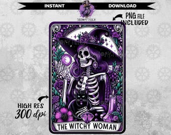 Archivo PNG de cartas de tarot de mujer bruja, descarga de sublimación PNG de tarotcards, diseño divertido de Oracle para camisas de tendencia, bolsas de mano, pegatinas y más.