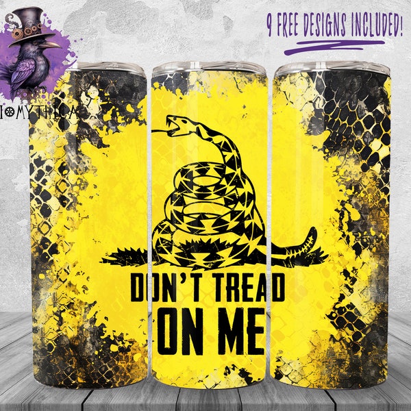 Don't Tread On Me Tumbler Wrap Png, 20oz Seamless Patriotic Background Design, America Sublimation Graphics, USA Instant Digital Download