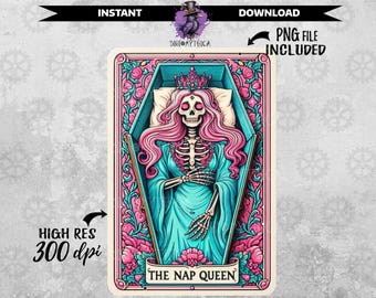 Archivo PNG de Nap Queen Tarot Card, descarga de sublimación PNG de Tarotcards, diseño divertido de Oracle para camisas de tendencia, bolsas de mano, pegatinas y más.